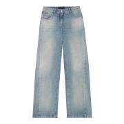 Vintage Wideleg Jeans met Destroy Effecten Luisa Cerano , Blue , Dames