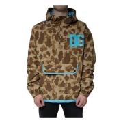 Bruine Camo Windbreaker Jas met Logo Dolce & Gabbana , Brown , Heren