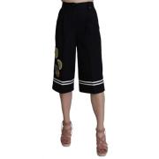 Zwarte hoge taille katoenen broek Dolce & Gabbana , Black , Dames