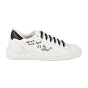 Leren Rubberen Zool Sneakers Msgm , White , Heren