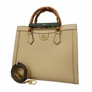 Pre-owned Leather totes Gucci Vintage , Beige , Dames