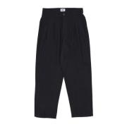 Zwarte Geplooide Lange Broek Lichtgewicht Stof Obey , Black , Heren