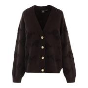 Jacquard Logo Boucle Cardigan met knopen Pinko , Black , Dames