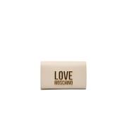 Ketting Crossbody Tas met Logo Voorkant Love Moschino , Beige , Dames