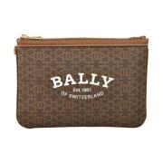 Bruine Clutch met Handtekening Stofzak Bally , Brown , Dames