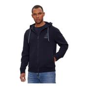 Blauwe Hoodie met Ritssluiting van Katoen Armani Exchange , Black , He...