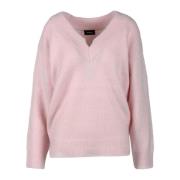 Mohair Blend Gebreide Trui We11Done , Pink , Dames