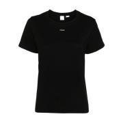 Zwarte Katoenen Jersey T-shirts en Polos Pinko , Black , Dames