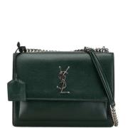 Pre-owned Leather shoulder-bags Saint Laurent Vintage , Green , Dames