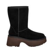 Zwarte Suède Enkellaarzen met 7,5 cm Hak UGG , Black , Dames