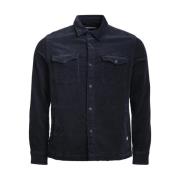 Blauwe Cord Overshirt Casual Shirt Barbour , Blue , Heren