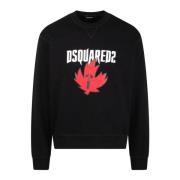 Horror Maple Leaf Grafische Sweatshirt Dsquared2 , Black , Heren