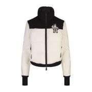 Tweekleurige Gewatteerde Cardigan Gewatteerd Nylon Moncler , White , D...