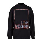 Crème Sweatshirt voor Dames Love Moschino , Black , Dames