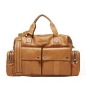 Cognac Leren Duffel Tas Brunello Cucinelli , Brown , Heren