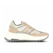 Beige Sneakers met Suède en Mesh Hogan , Beige , Dames