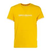 Heren Logo T-shirt in effen kleur Bikkembergs , Yellow , Heren