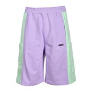 Katoenen Bermuda Shorts Msgm , Purple , Heren