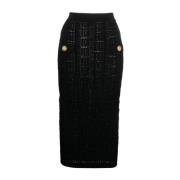 Prachtige Zwarte Midi Rok voor Vrouwen Balmain , Black , Dames