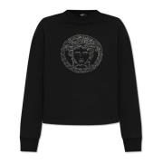 Sweatshirt met glinsterende kristallen Versace , Black , Dames