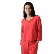 Blouse met V-hals en Gouden Detail Caroline Biss , Red , Dames