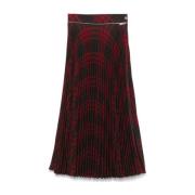 Rode Geruite Plissé Rok Burberry , Red , Dames