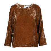 Elegante Rayon Blend Blouse Ottod'Ame , Brown , Dames