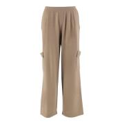 Wol Kasjmier Elastische Taille Broek Allude , Beige , Dames