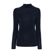 Blauwe Trui met Hoge Hals Detail Pinko , Blue , Dames