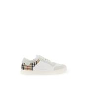 Check Leren Sneakers Burberry , White , Heren