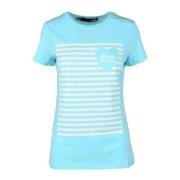 Katoenen T-shirt met Stijlvol Ontwerp Love Moschino , Blue , Dames