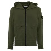 Groene Katoenen Hoodie met Rits Stone Island , Green , Heren