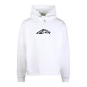 Logo Print Katoenmix Hoodie Dsquared2 , White , Heren