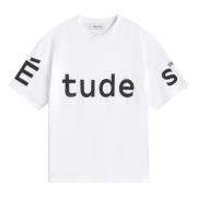 Moderne Relax T-shirt met bedrukte logo's Études , White , Heren