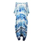 Zijden Kaftan Jurk Inoa , Blue , Dames