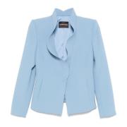 Blauwe Cady Crepe Blazer Emporio Armani , Blue , Dames