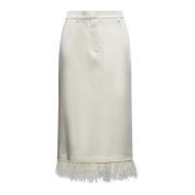 Beige Cady Satin Pencil Midi Rok Brunello Cucinelli , Beige , Dames