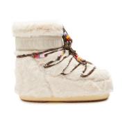 Beige Nepbont Geïsoleerde Winterlaarzen Moon Boot , Beige , Dames