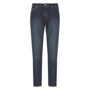 Blauwe Katoenen Jeans met Riemlussen Briglia , Blue , Heren