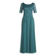 Kanten en chiffon cocktailjurk vera mont , Green , Dames