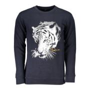 Blauwe Sweater met Lange Mouwen en Print Cavalli Class , Blue , Heren