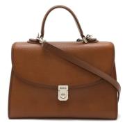 Pre-owned Leather handbags Burberry Vintage , Brown , Dames