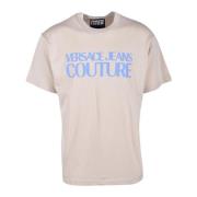 Katoenen T-shirt met Stijlvol Ontwerp Versace Jeans Couture , Beige , ...