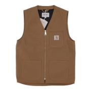 Bruine Rigid Arbor Vest Mouwloos Rits Carhartt Wip , Brown , Heren