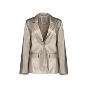 Gouden Eco-Leren Blazer met Metallic Finish Geisha , Yellow , Dames