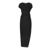 Zwarte Gebreide Midi Jurk met Twist Detail Lanvin , Black , Dames