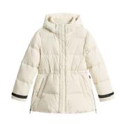 Waterdichte Dons Pufferjas met Capuchon Woolrich , White , Dames