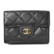 Pre-owned Leather wallets Chanel Vintage , Black , Dames