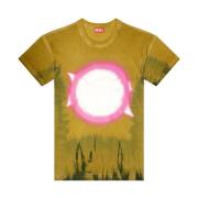 Grafische Print T-shirts Met Ronde Hals Diesel , Yellow , Heren