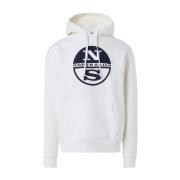 Witte Katoenen Hoodie met Groot Logo North Sails , White , Heren